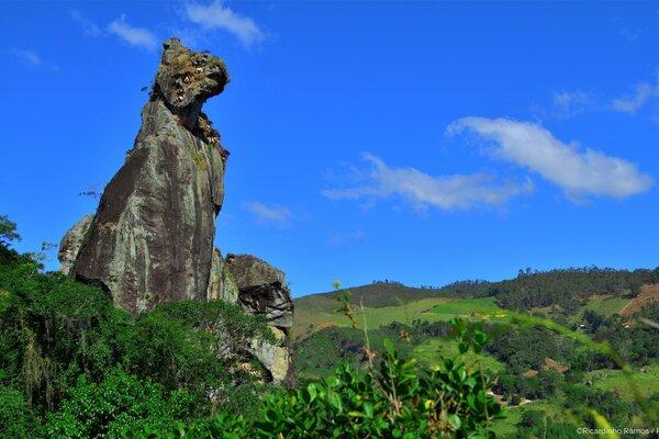 Figura rocosa en forma de cabeza de cebra en un terreno montañoso