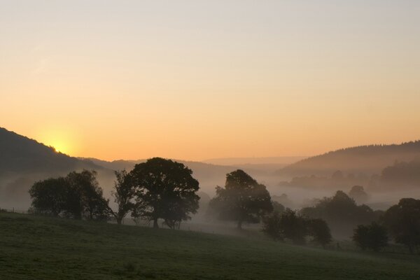 Impending fog and sunset