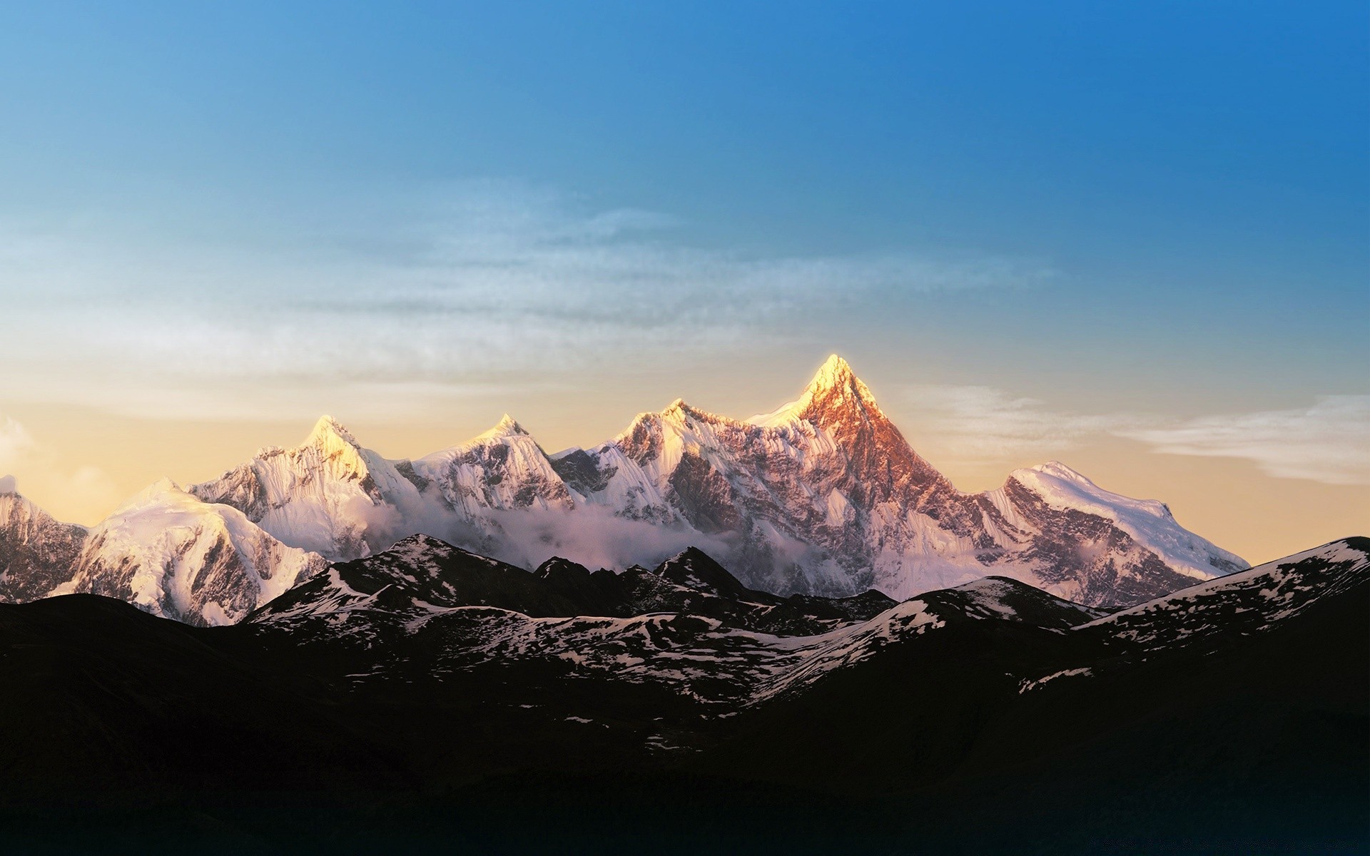 berge schnee berge reisen sonnenuntergang landschaft dämmerung himmel im freien winter