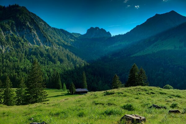 Radura in montagna paesaggio aria