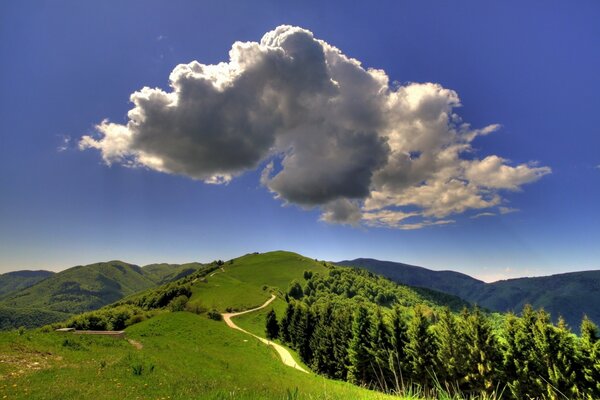 More cloud is needed by mountain road