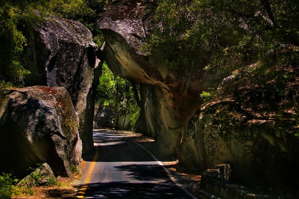 The road through natural rocks