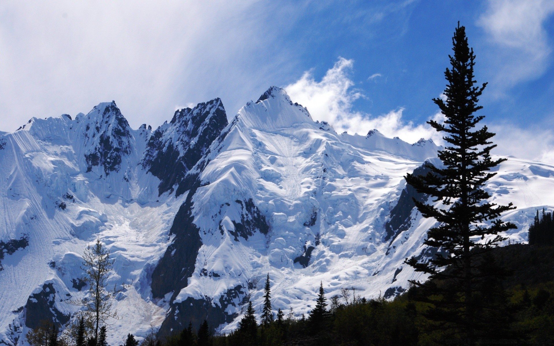 montagnes neige montagnes hiver scénique conifères froid evergreen lumière du jour bois extérieur paysage glace