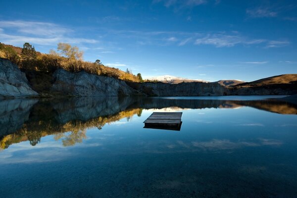 Reflection of the sky in a mountain lake