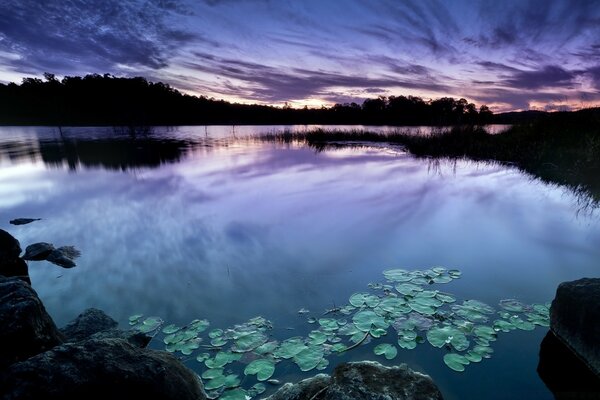 Reflet du ciel dans la surface de la rivière