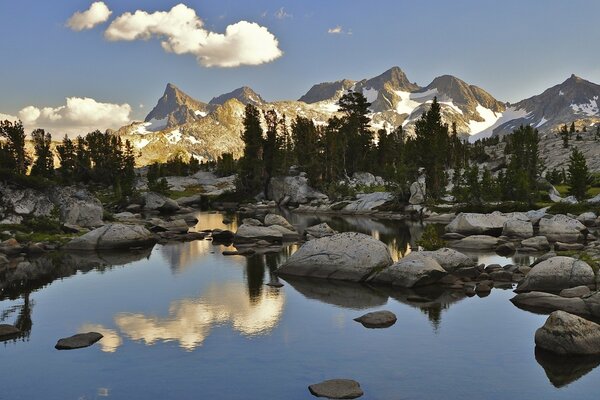 Mountains sky lake of beauty