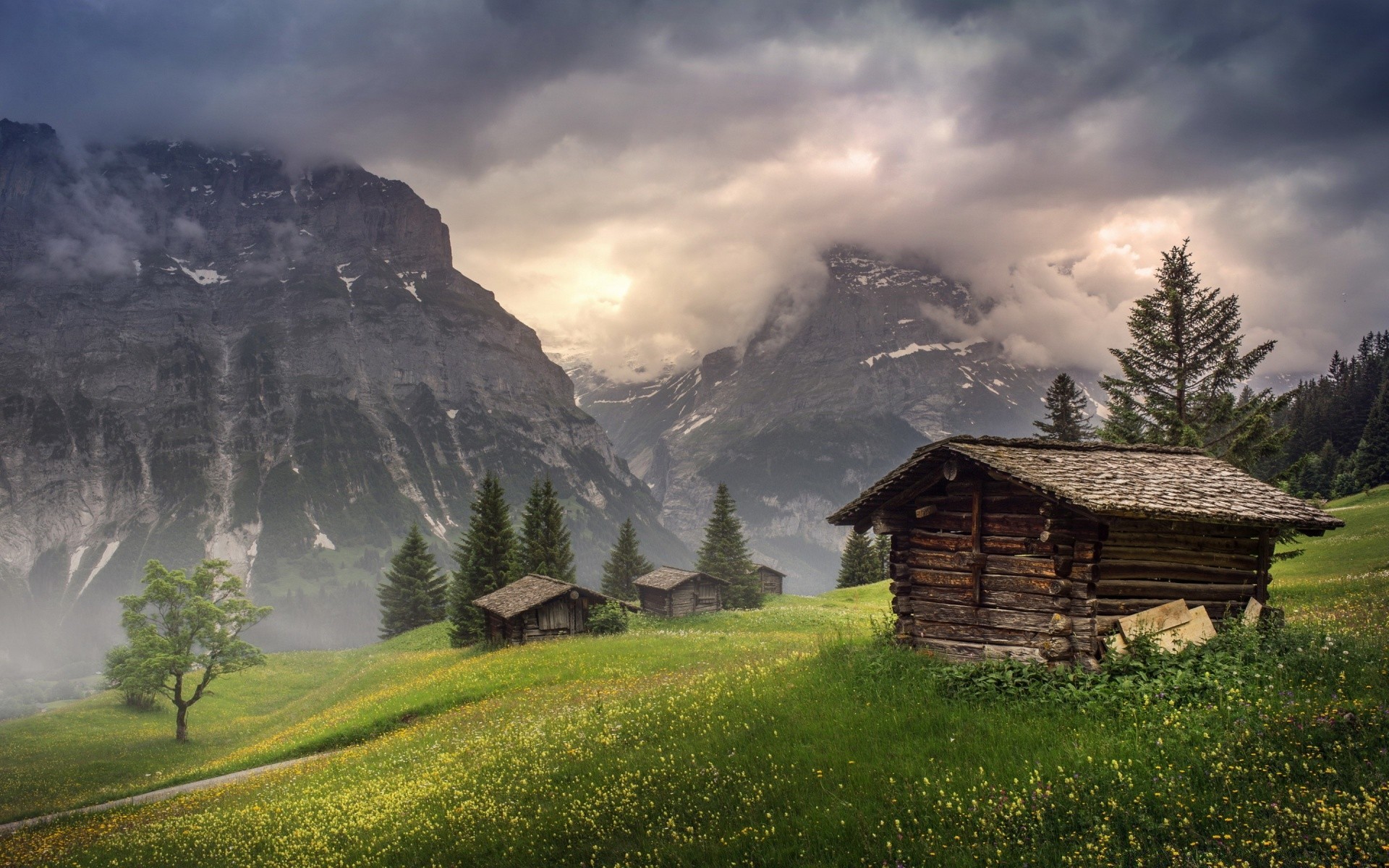 berge hütte reisen holz berge landschaft gras scheune himmel natur im freien haus des ländlichen bauernhof bungalow baum kabine sommer landschaft