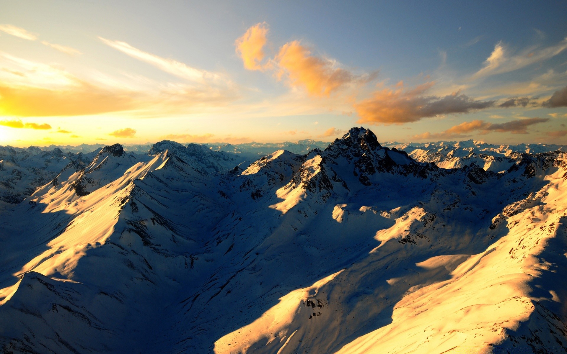 mountains snow sunset mountain dawn landscape sky winter travel outdoors evening nature