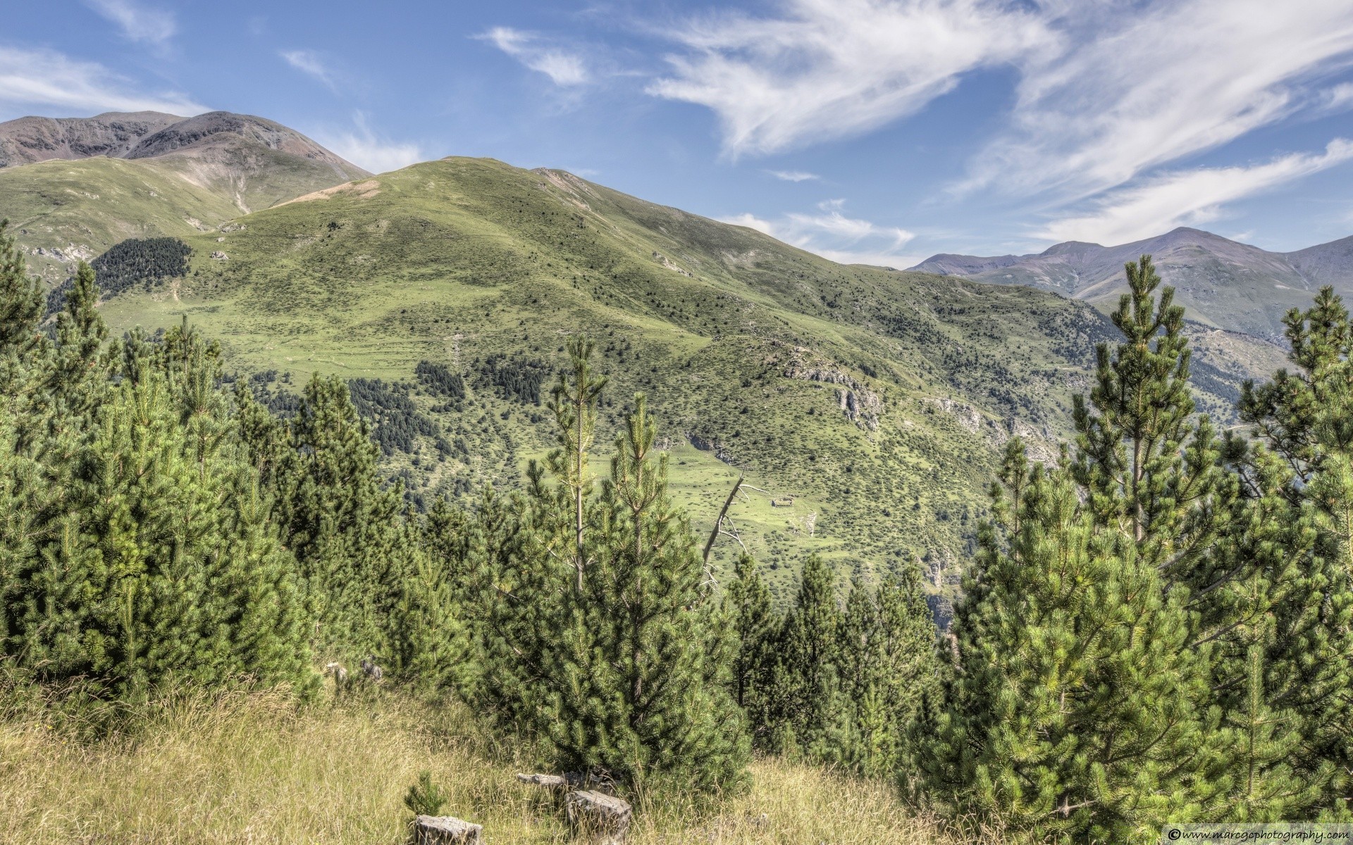 mountains landscape mountain nature sky outdoors travel tree hill wood valley scenic cloud summer grass sight tourism hayfield field