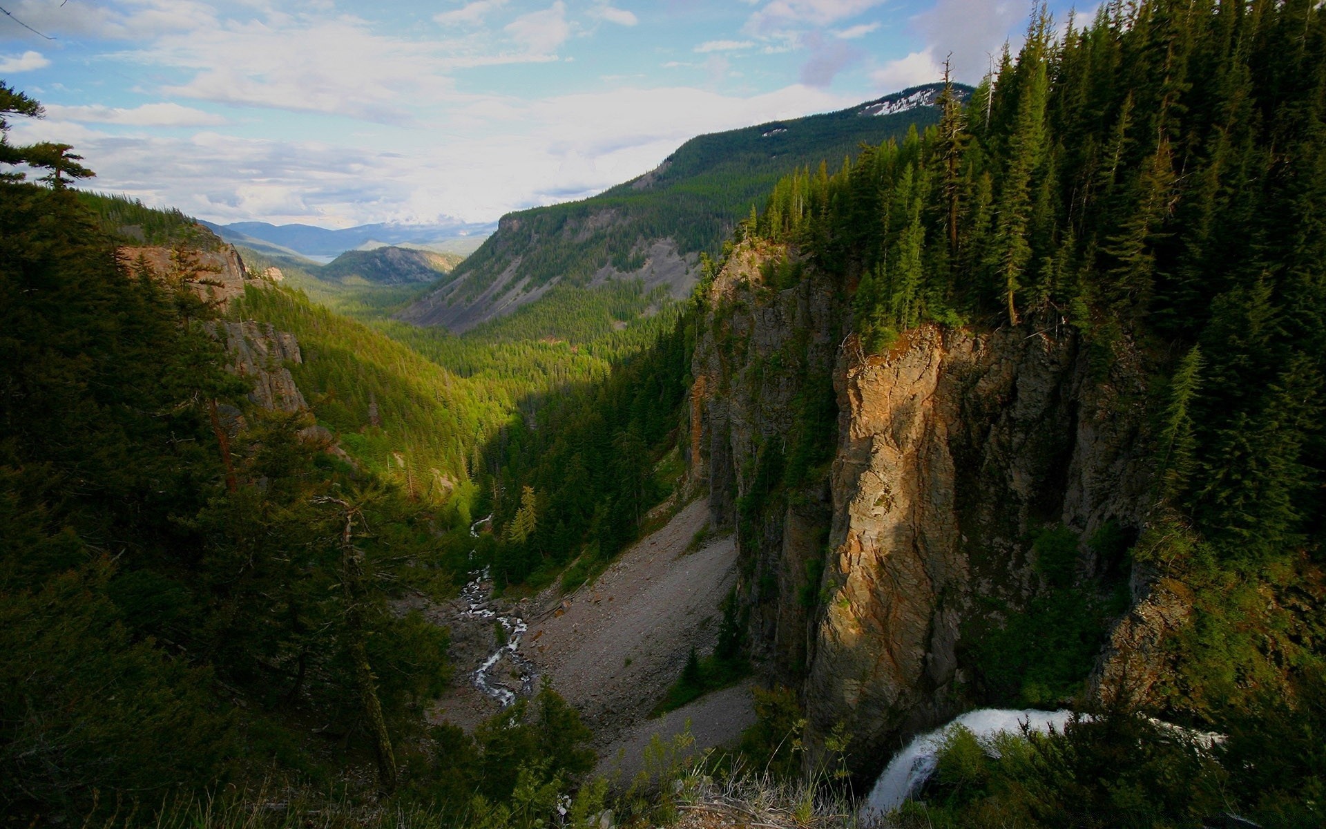 mountains landscape mountain travel nature outdoors water valley sky wood rock river tree scenic waterfall