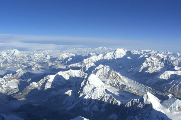 Mountain range covered with snow