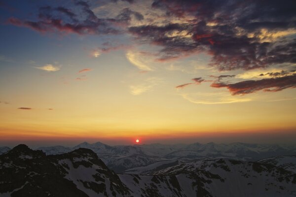 Mountain peaks covered with snow