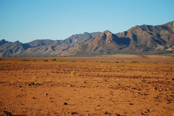 Mountain range and dry land