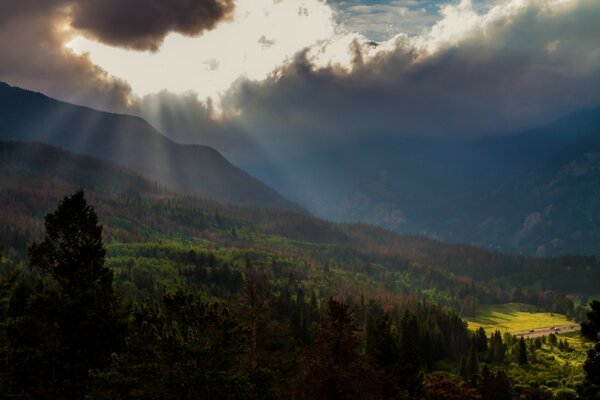 The valley is illuminated by the sun