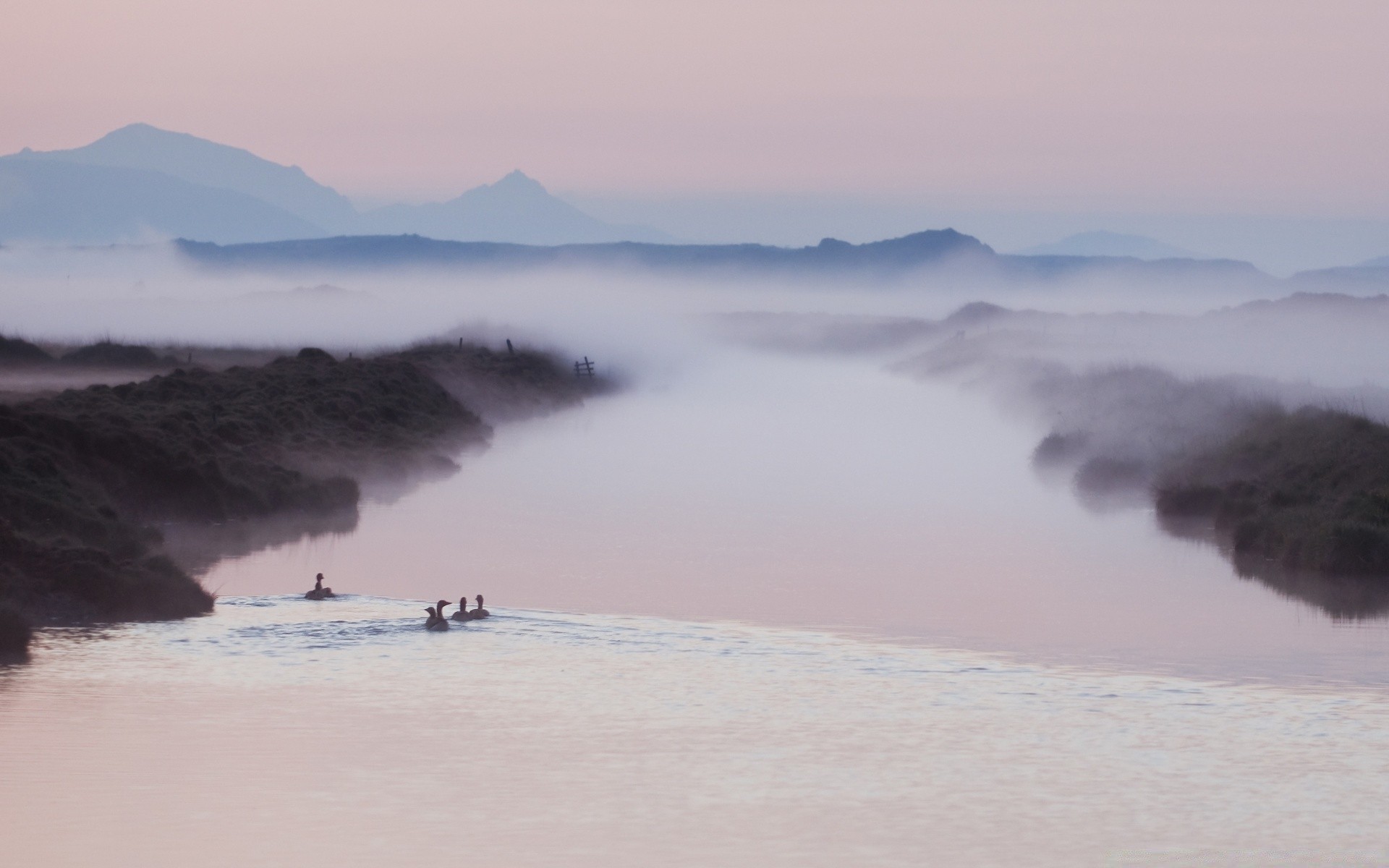 rivers ponds and streams water fog mist travel sunset dawn landscape outdoors beach sea