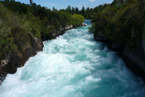 The rushing waters of the river are triumphant