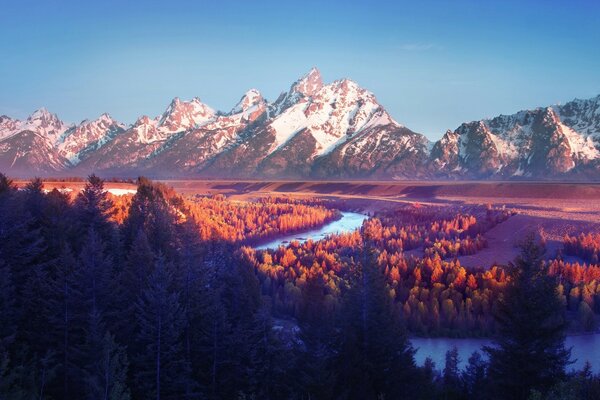 Snow and mountains. Rivers and ponds