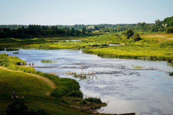 View of the river village beach