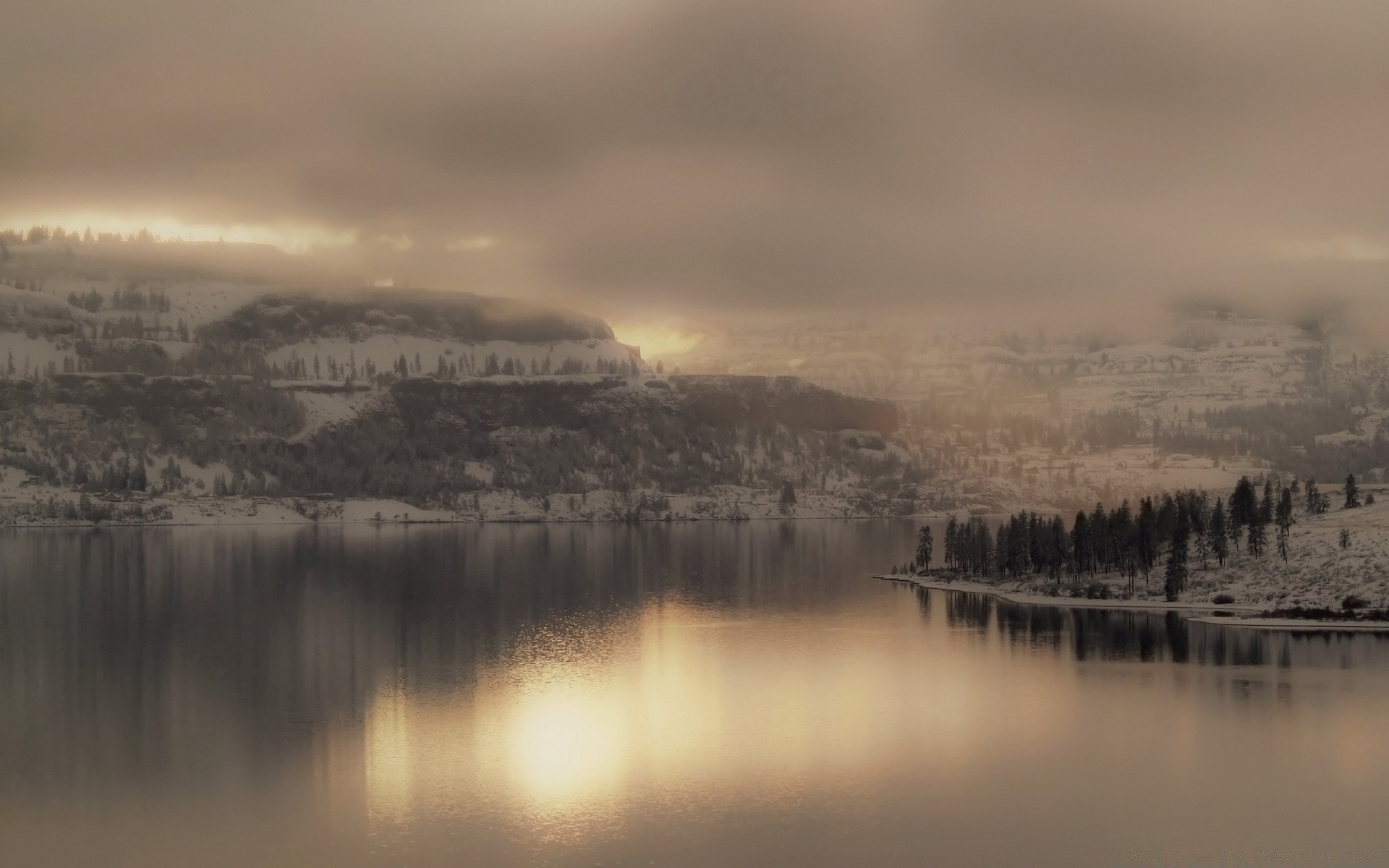 rivers ponds and streams water reflection sunset dawn lake fog landscape nature river mist sky evening outdoors snow winter tree sun dusk