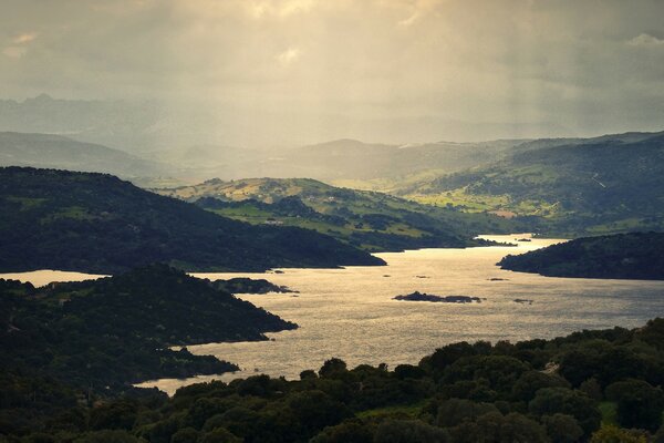 Mountains forest nature Water