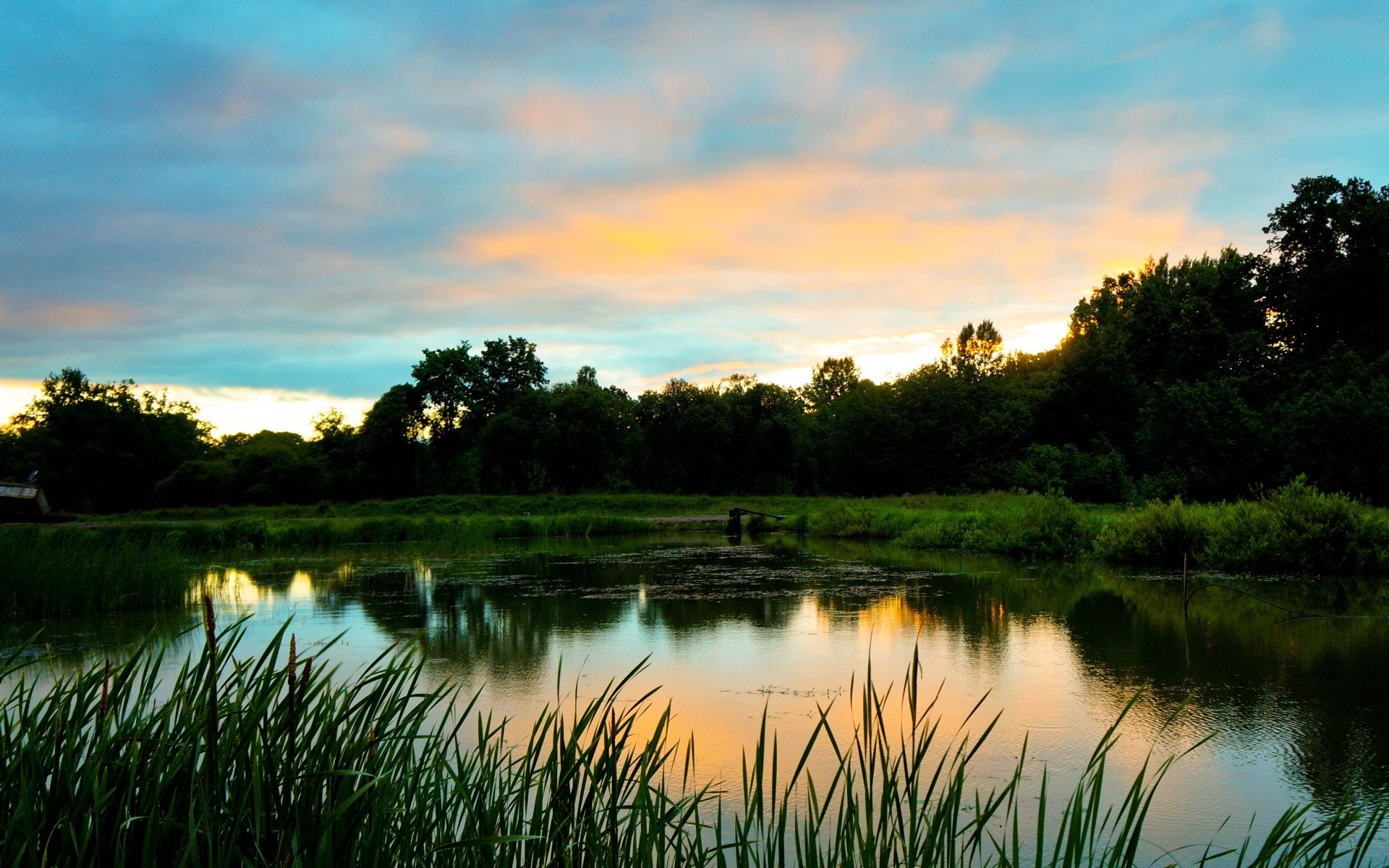 the sky nature water lake sunset dawn landscape sky reflection sun outdoors grass summer tree fair weather composure evening