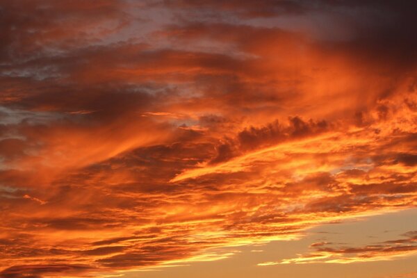 Nuages sanglants lumineux dans le ciel