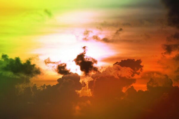 Sunset in bright rainbow colors