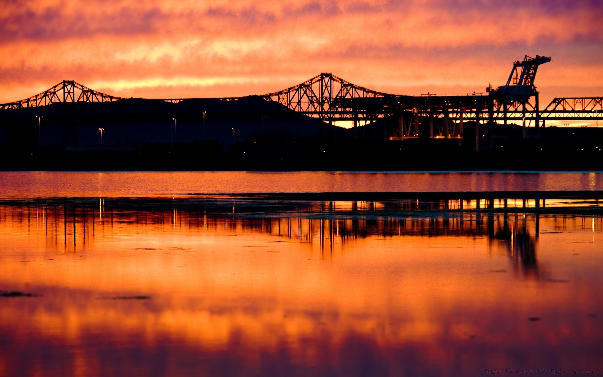 the sky water sunset bridge dawn reflection evening pier dusk sea river travel beach ocean light silhouette sky photograph