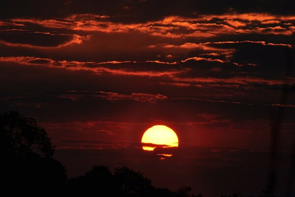 El sol se pone, el cielo se sonroja, todo se hunde en el sueño