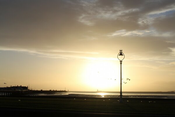 Beautiful sunrise at the city pier