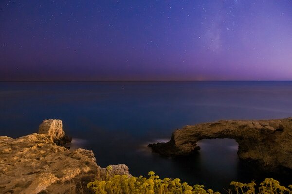 Photo of the landscape of the seashore with bizarre rocks