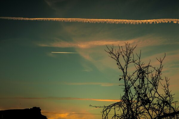 Evening sunset makes the sky beautiful