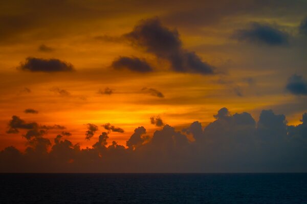 Sunset and clouds in the evening. Sky