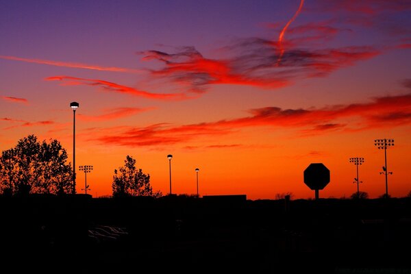 Evening dawn of city streets