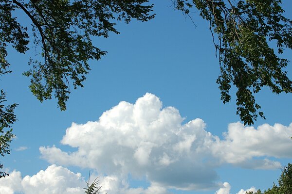 White clouds in a blue sky