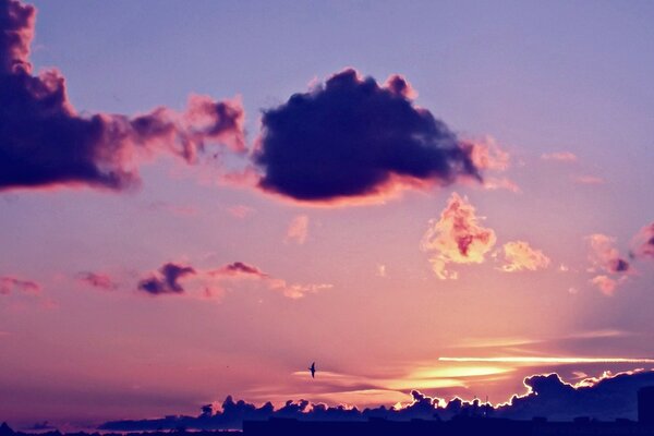 Le coucher de soleil a peint le ciel avec des couleurs douces