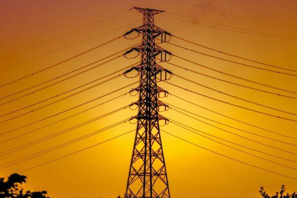 Image of a power line at sunset