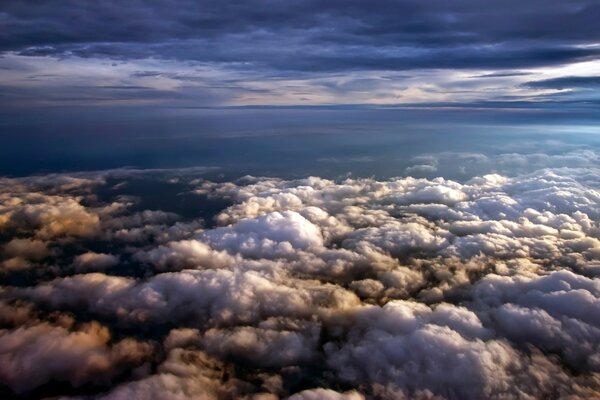 Heavy cumulus clouds from above