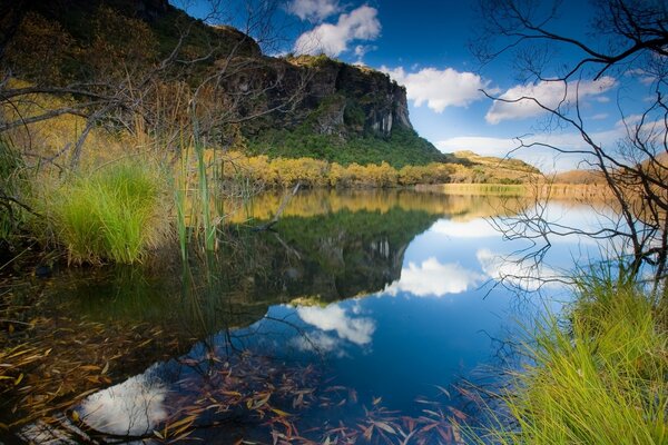 Paisaje reflejo del cielo en el agua