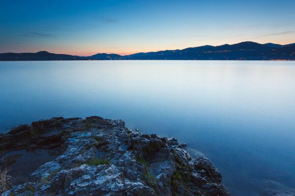 Peace, landscape in blue colors