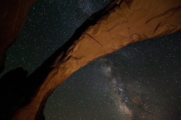 Starry black sky in the glow