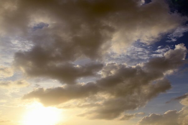 The sun breaking through the clouds