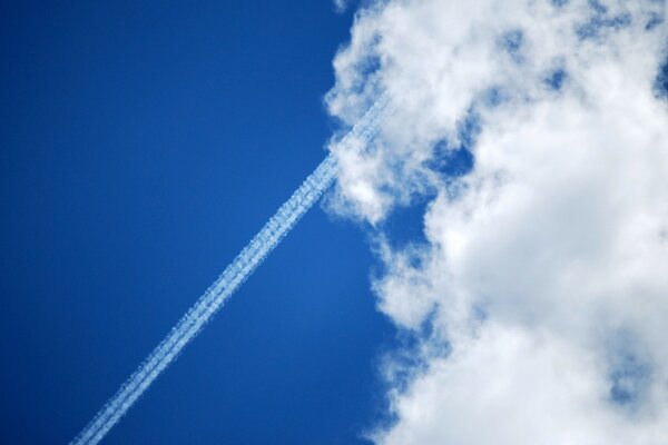 A furrow in the sky from an airplane