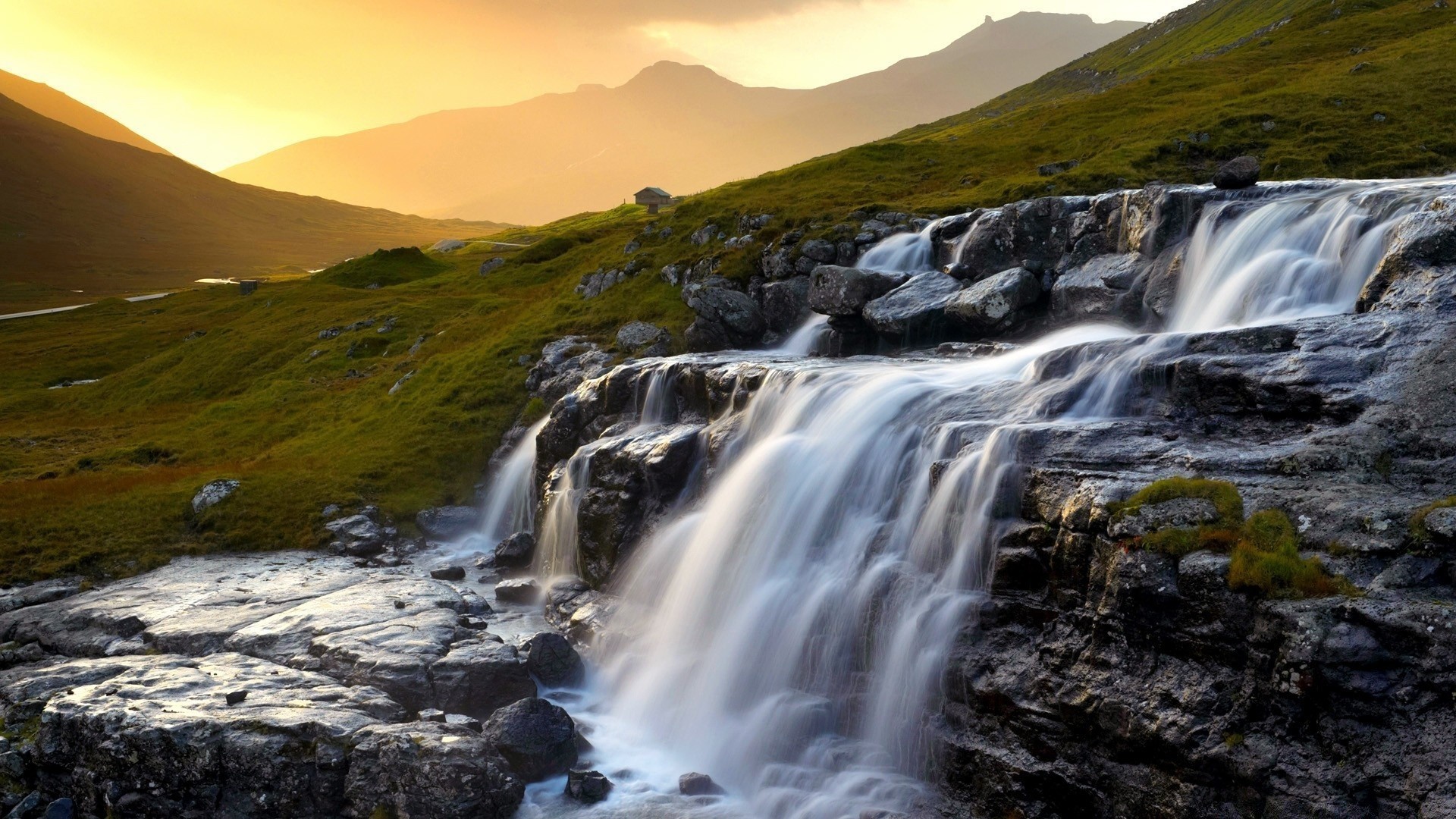 waterfalls water landscape river waterfall rock stream outdoors travel nature mountain moss motion