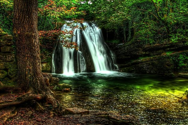 Schöner Wasserfall mitten im Wald