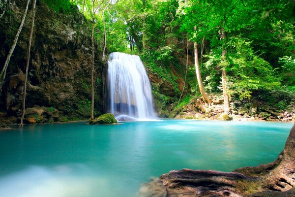 Райский уголок на природе с водопадом