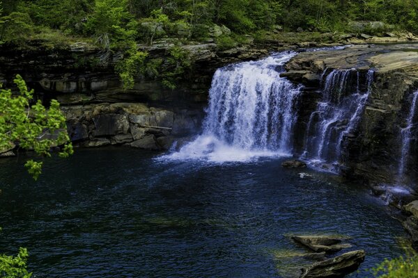 Bild eines schönen Wasserfalls im Wald