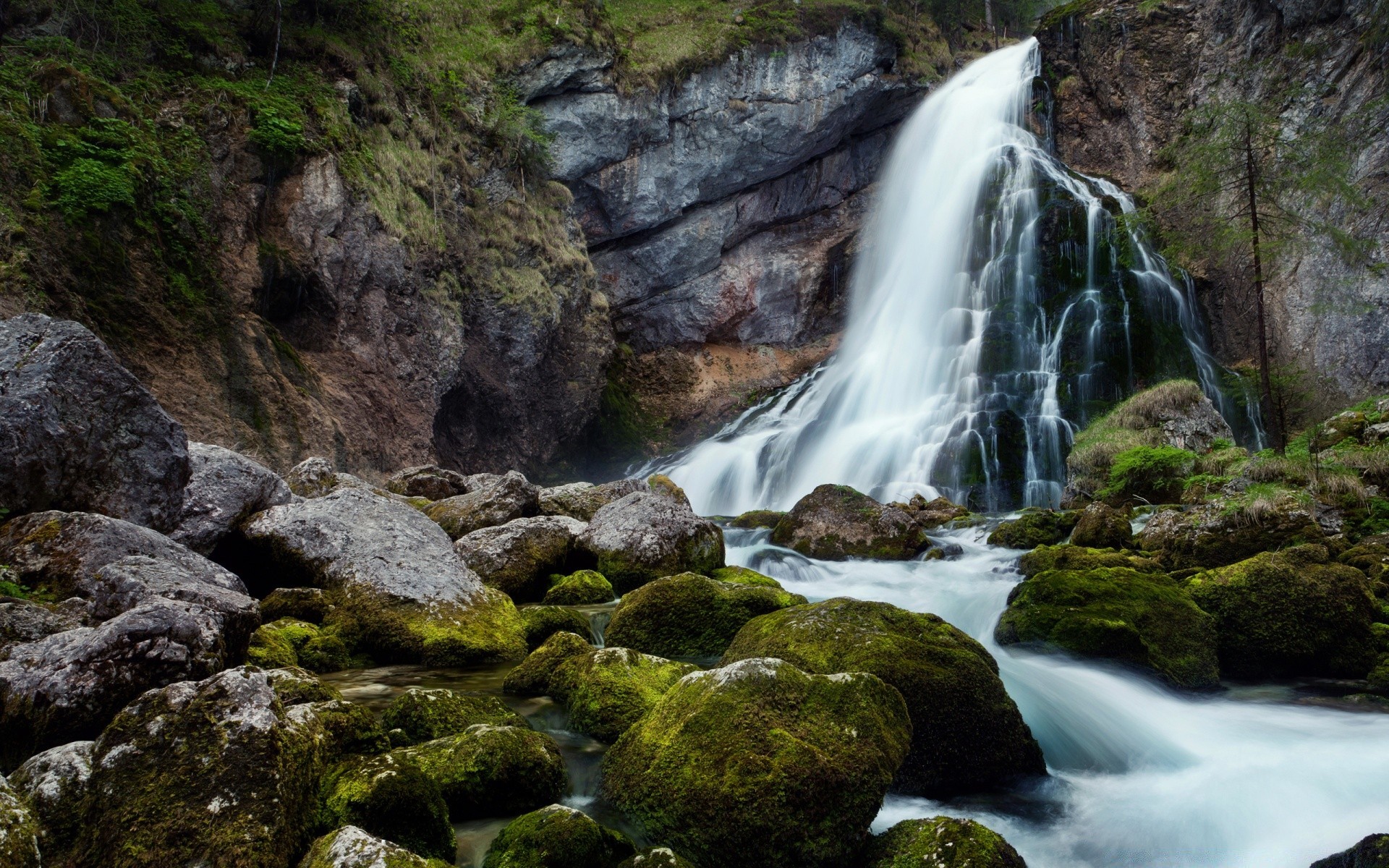 waterfalls waterfall water river stream rock landscape nature moss mountain cascade travel outdoors wood fall creek flow motion scenic purity