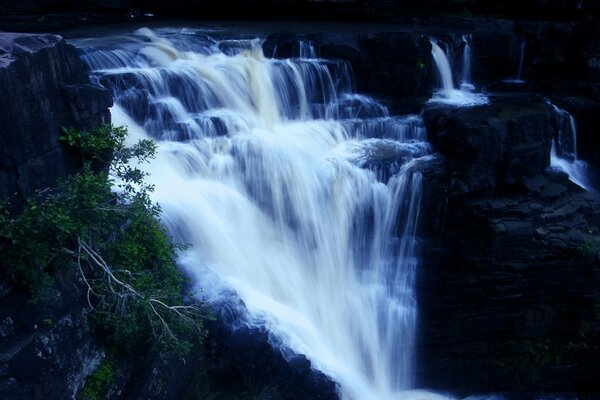 Large mountain waterfall on the desktop