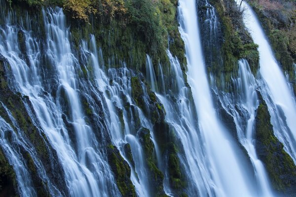 Natural mountain waterfall on the mountain